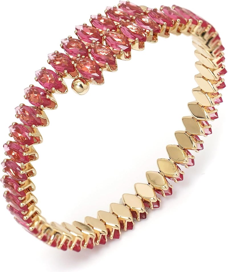 Wovanoo Rhinestone Cuff Bracelet Cubic Zirconia Tennis Bracelets Open Adjustable Elastic Bangle for Women - Image 1